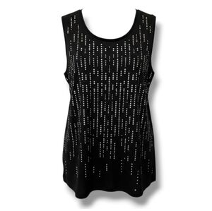 Calvin Klein Women’s Medium Black Embellished Sleeveless Stretch Pullover Blouse